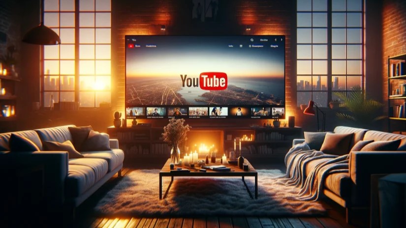 DALL·E-2024-02-06-19.29.35-Create-a-1200x800-pixel-image-of-a-modern-living-room-at-dusk-with-a-large-TV-screen-displaying-the-YouTube-interface-highlighting-a-diverse-array-o-825x500